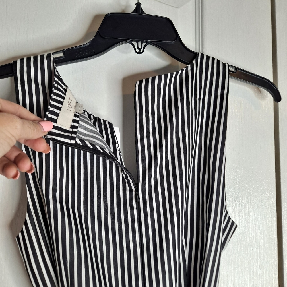 NWT LOFT Black White Striped Dress sz 6 - Picture 8 of 10